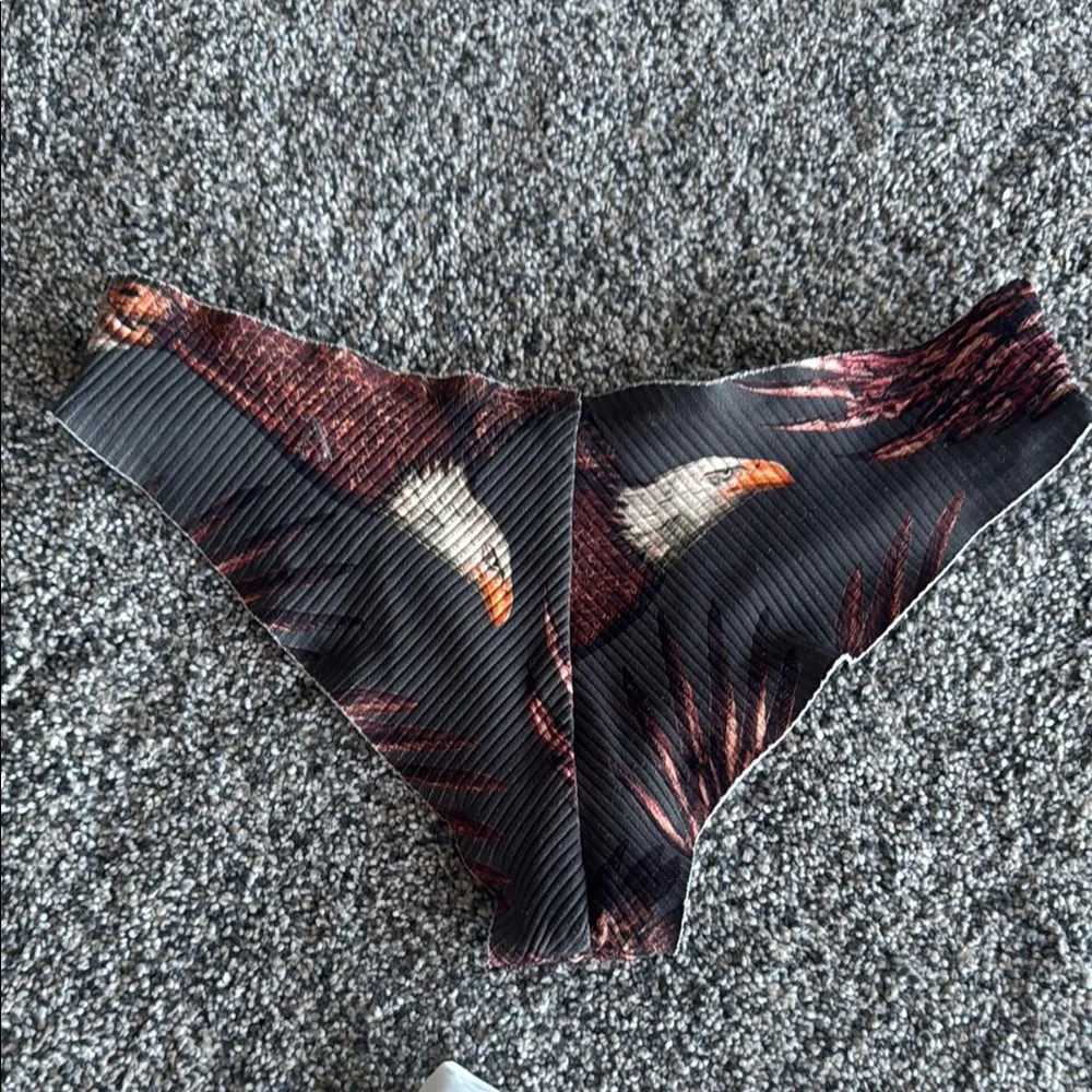 Boys + Arrows Ribbed Bikini Bottom in Black with Brown and Rust Print